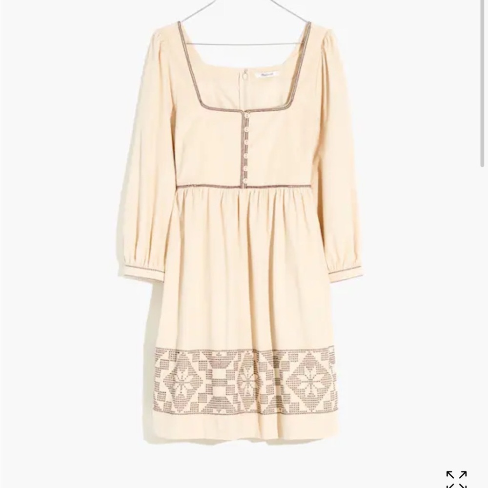 MADEWELL Elegant Cream Dress with Embroidered Details